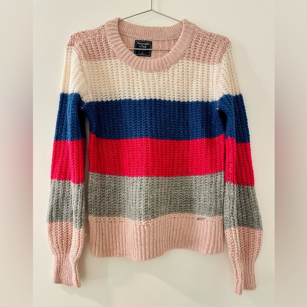 Abercrombie & Fitch Knit Wool Alpaca LS Scoop Neck Striped Sweater (US S)